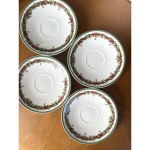 4 Christopher Radko Holiday Celebrations Saucer Plates Christmas Tree- GIFT SALE